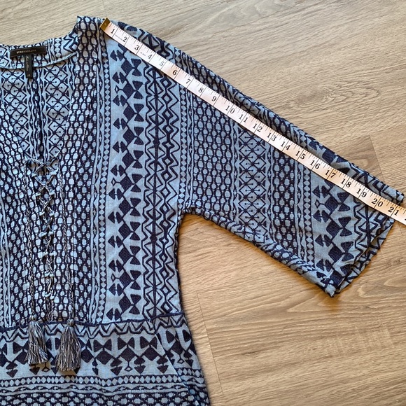 BCBGMAXAZRIA 'Milana' Light Blue/Navy Laced Placket Woven Dress Size XS - Picture 8 of 14